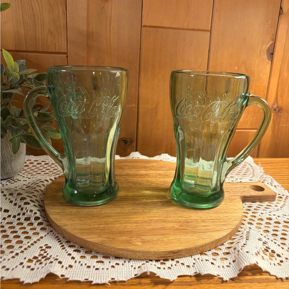 Coca Cola Green Glass Mugs